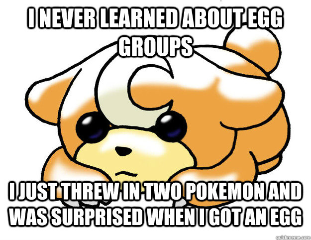 I never learned about egg groups i just threw in two pokemon and was surprised when i got an egg  Confession Teddiursa