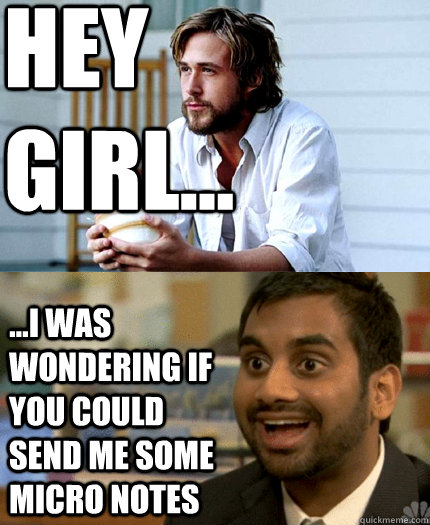 HEY 
GIRL... ...I was wondering if you could send me some Micro notes - HEY 
GIRL... ...I was wondering if you could send me some Micro notes  Hey girl, treat yo self