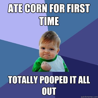 ate corn for first time totally pooped it all out - ate corn for first time totally pooped it all out  Success Kid
