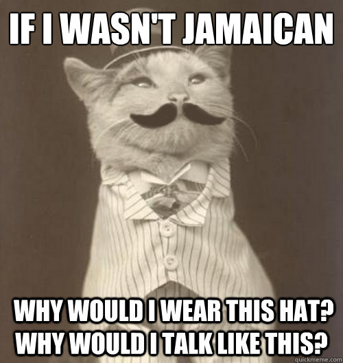 If I wasn't Jamaican why would I wear this hat?  why would I wear this hat? why would I talk like this?  Original Business Cat