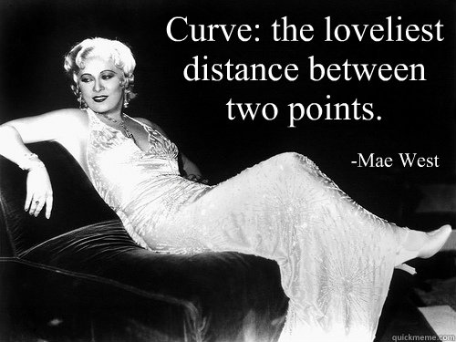 Curve: the loveliest distance between two points.                       -Mae West - Curve: the loveliest distance between two points.                       -Mae West  Mae Say