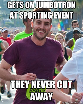 gets on jumbotron at sporting event they never cut away  Ridiculously photogenic guy