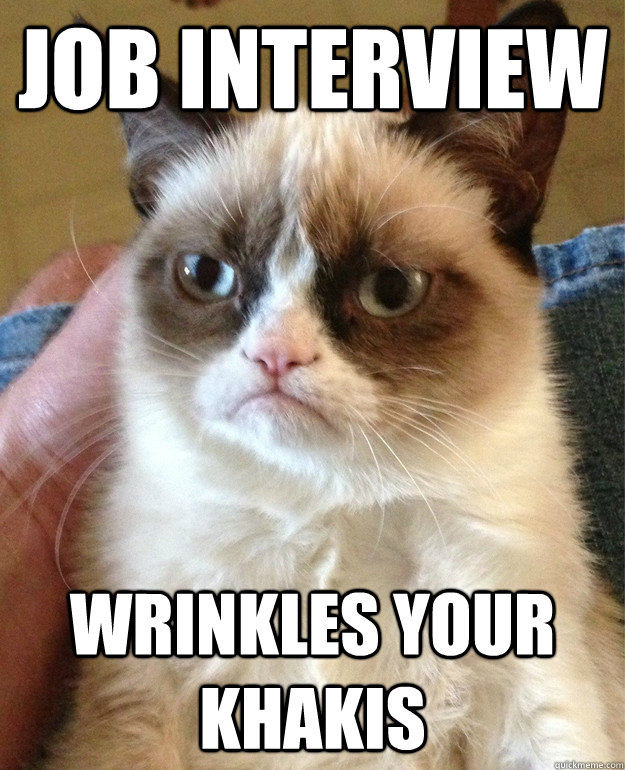 Job interview Wrinkles your khakis  Grumpy Cat