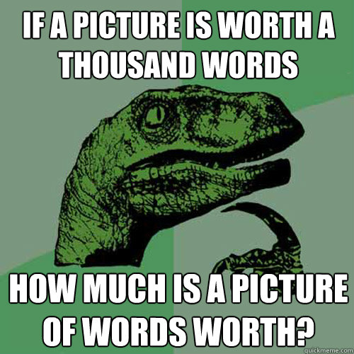 If a picture is worth a thousand words how much is a picture of words worth?  Philosoraptor