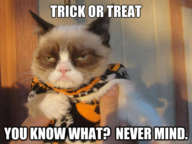 Trick or Treat You know what?  Never mind.  Grumpy Cat Goes Trick or Treating