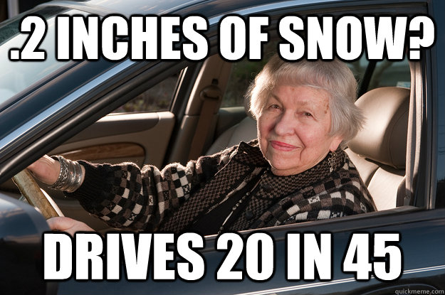 .2 inches of snow? drives 20 in 45  Old Driver