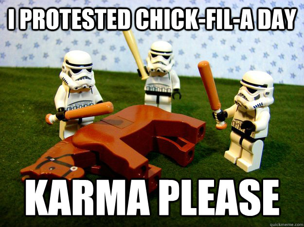 i protested chick-fil-a day KARMA PLEASE  Karma Please