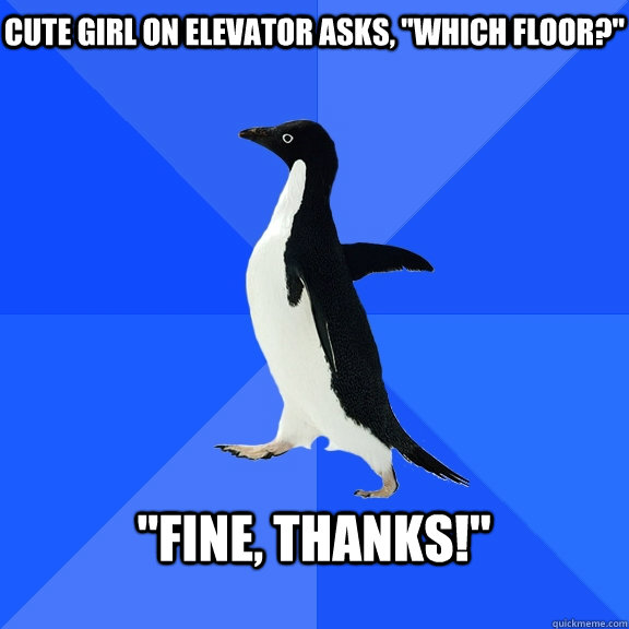 Cute girl on elevator asks, 