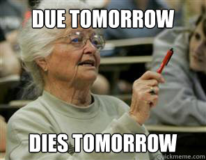 Due Tomorrow Dies tomorrow  Senior College Student