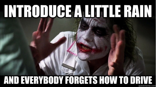 Introduce a little rain and everybody forgets how to drive - Introduce a little rain and everybody forgets how to drive  Joker Mind Loss