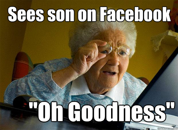 Sees son on Facebook 