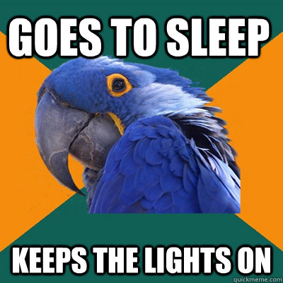 goes to sleep keeps the lights on  Paranoid Parrot