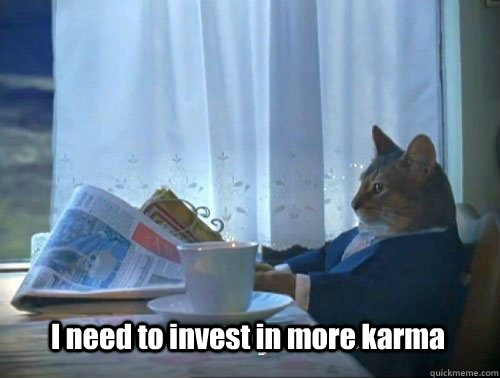 I need to invest in more karma  Fancy Cat