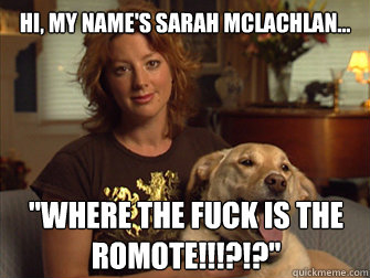Hi, my name's Sarah Mclachlan... 