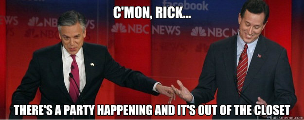 C'mon, Rick... there's a party happening and it's out of the closet  Log Cabin Republicans