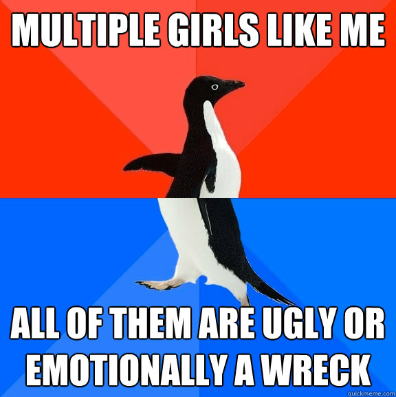 Multiple girls like me all of them are ugly or emotionally a wreck  Socially Awesome Awkward Penguin