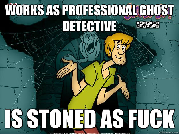 works as professional ghost detective is stoned as fuck  Irrational Shaggy