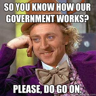 So you know how our government works? Please, do go on.  Condescending Wonka