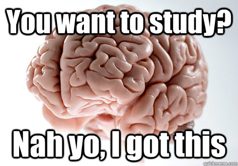 You want to study? Nah yo, I got this   Scumbag Brain