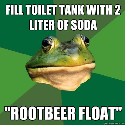 fill toilet tank with 2 liter of soda 