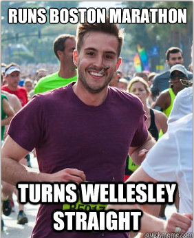 Runs Boston Marathon Turns Wellesley Straight  