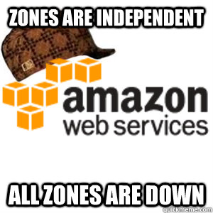 Zones are independent All zones are down - Zones are independent All zones are down  Scumbag Amazon EC2