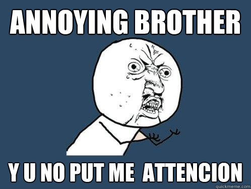 annoying brother y u no put me  attencion   Y U No