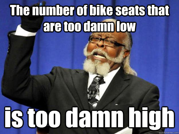 The number of bike seats that are too damn low is too damn high  Toodamnhigh