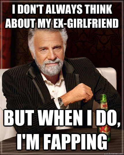 I don't always think about my ex-girlfriend but when I do, I'm fapping  The Most Interesting Man In The World