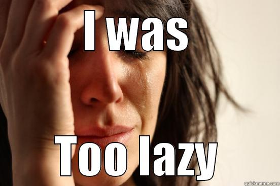 I WAS TOO LAZY First World Problems