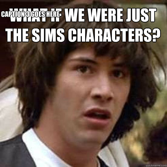 What if we were just The Sims characters?  Caption 3 goes here  conspiracy keanu