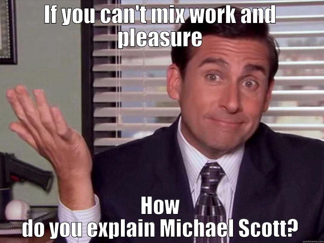 IF YOU CAN'T MIX WORK AND PLEASURE HOW DO YOU EXPLAIN MICHAEL SCOTT? Misc