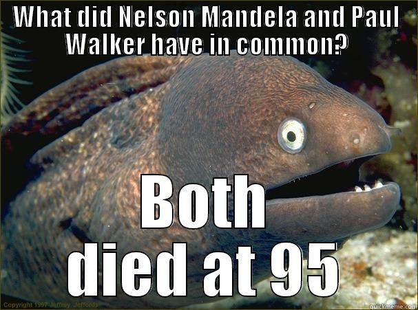 What did Nelson Mandela and Paul Walker have in common? - WHAT DID NELSON MANDELA AND PAUL WALKER HAVE IN COMMON? BOTH DIED AT 95 Bad Joke Eel