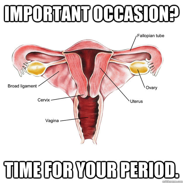 Important occasion? Time for your period.  