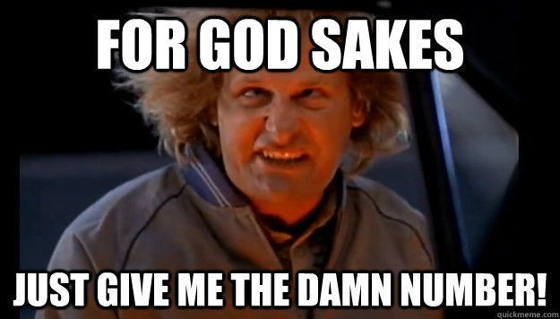 For god sakes just give me the damn number! - For god sakes just give me the damn number!  Misc
