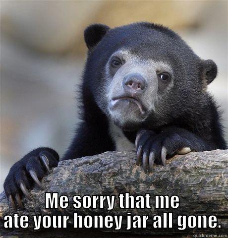  ME SORRY THAT ME ATE YOUR HONEY JAR ALL GONE. Confession Bear
