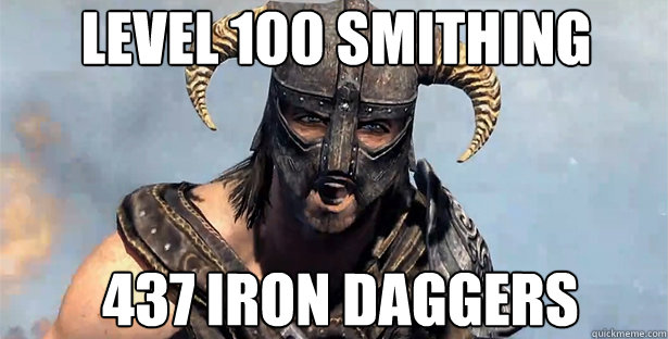 LEVEL 100 SMITHING 437 IRON DAGGERS - LEVEL 100 SMITHING 437 IRON DAGGERS  skyrim