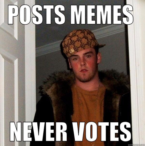 POSTS MEMES NEVER VOTES Scumbag Steve
