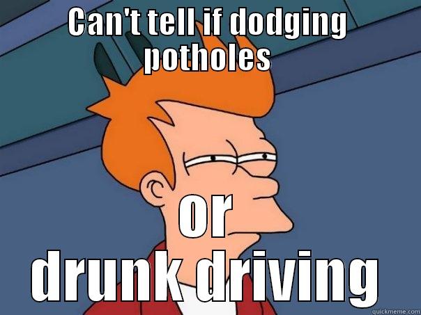 CAN'T TELL IF DODGING POTHOLES OR DRUNK DRIVING Futurama Fry