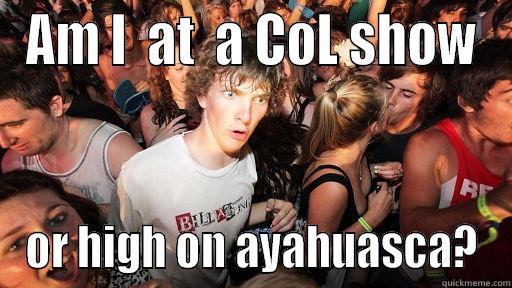 AM I  AT  A COL SHOW OR HIGH ON AYAHUASCA? Sudden Clarity Clarence