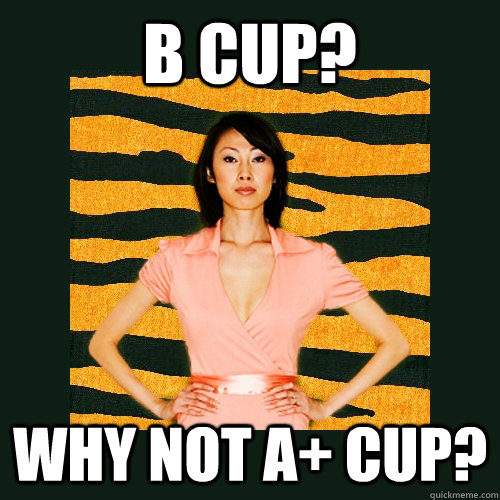 B CUP? WHY NOT A+ CUP?  Tiger Mom