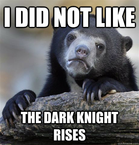 I did not like the dark knight rises  Confession Bear