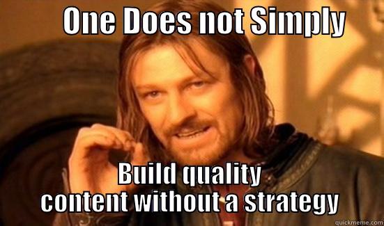           ONE DOES NOT SIMPLY       BUILD QUALITY CONTENT WITHOUT A STRATEGY Boromir