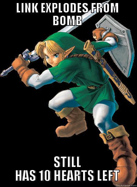 LINK EXPLODES FROM BOMB STILL HAS 10 HEARTS LEFT Misc