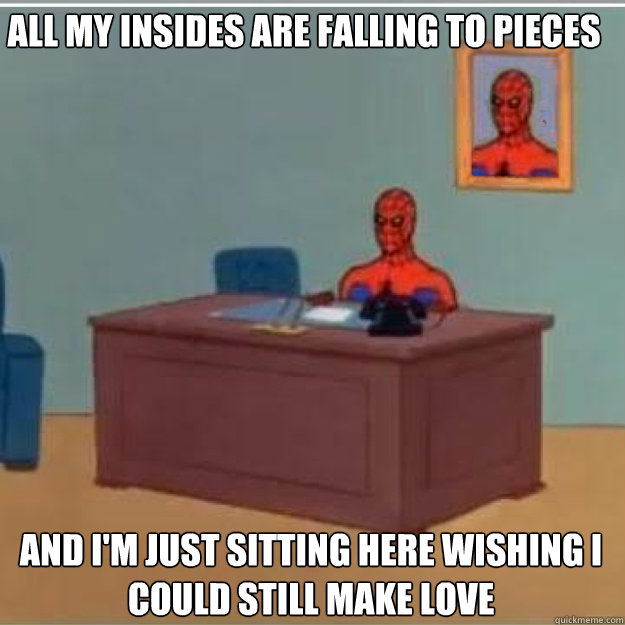 all my insides are falling to pieces and i'm just sitting here wishing I could still make love - all my insides are falling to pieces and i'm just sitting here wishing I could still make love  laurens doing something and not answering and im just sitting here masturbating