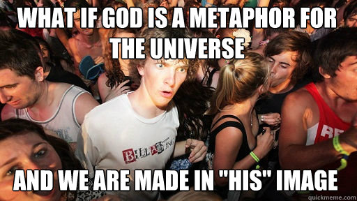 What if God is a metaphor for the universe
 and we ARE made in 