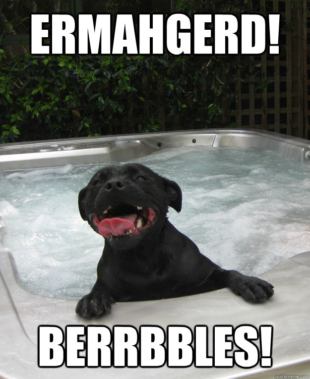Ermahgerd! BERRBBLES!  Ermahgerd Hot Tub