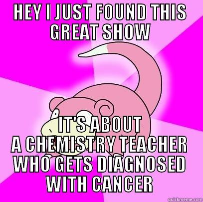 HEY I JUST FOUND THIS GREAT SHOW IT'S ABOUT A CHEMISTRY TEACHER WHO GETS DIAGNOSED WITH CANCER Slowpoke