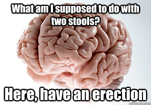 What am I supposed to do with two stools? Here, have an erection  Scumbag Brain