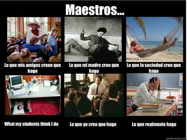 Maestros... Lo que mis amigos creen que hago Lo que mi madre cree que hago Lo que la sociedad cree que hago What my students think I do Lo que yo creo que hago Lo que realmente hago - Maestros... Lo que mis amigos creen que hago Lo que mi madre cree que hago Lo que la sociedad cree que hago What my students think I do Lo que yo creo que hago Lo que realmente hago  What People Think I Do